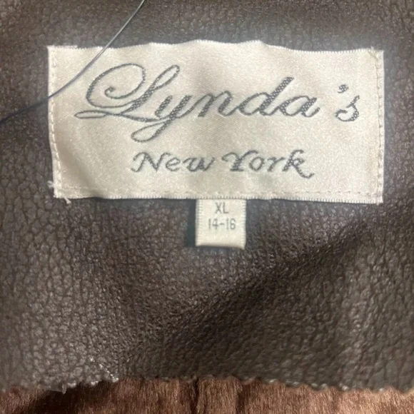 Lyndas New York XL Faux Leather & Fur Long Jacket 14-16